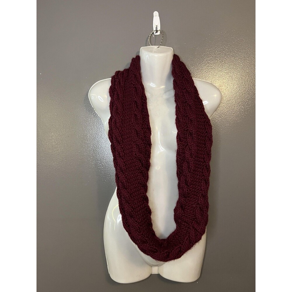 Infinity Scarf Womens One Size Burgundy Cable Knit Chunky Loop Circle Cozy Warm